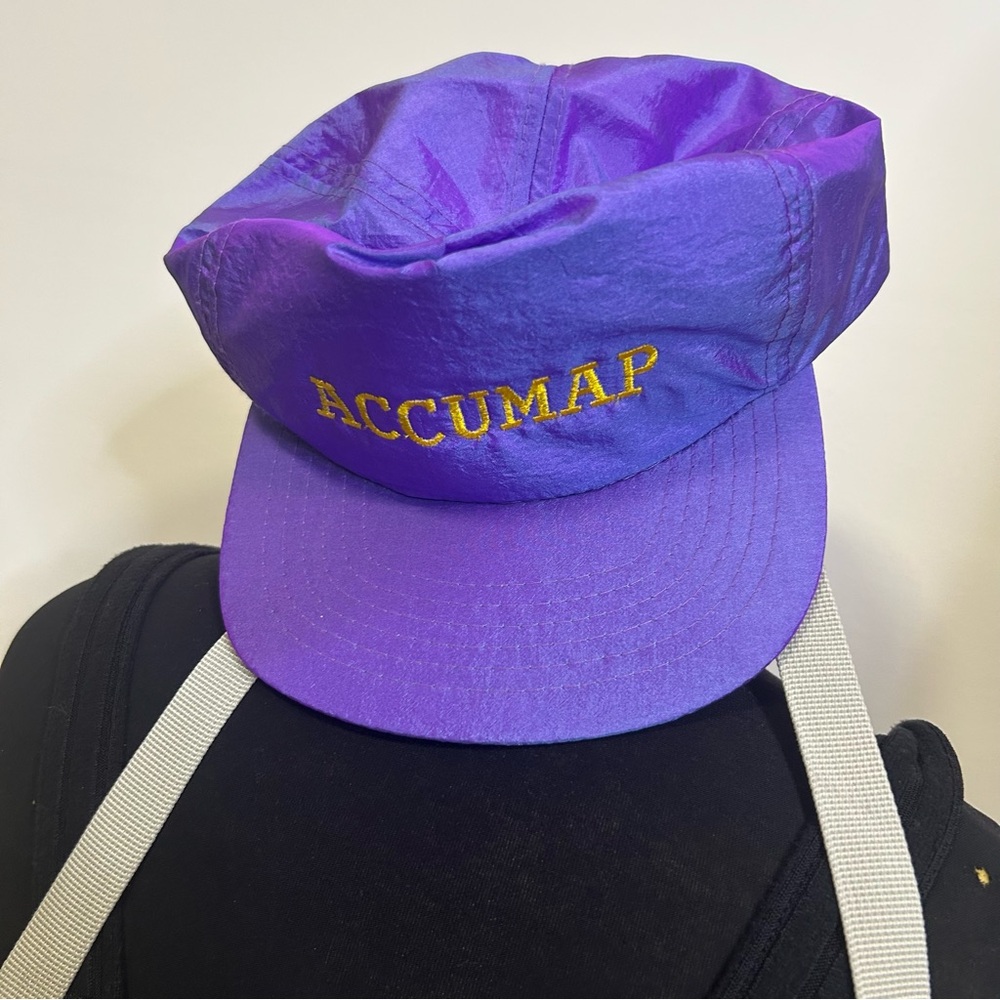 ◾️3/$25 Y2K Vintage Accumap Headline Headwear Purple  Yellow Square Fit SnapBack